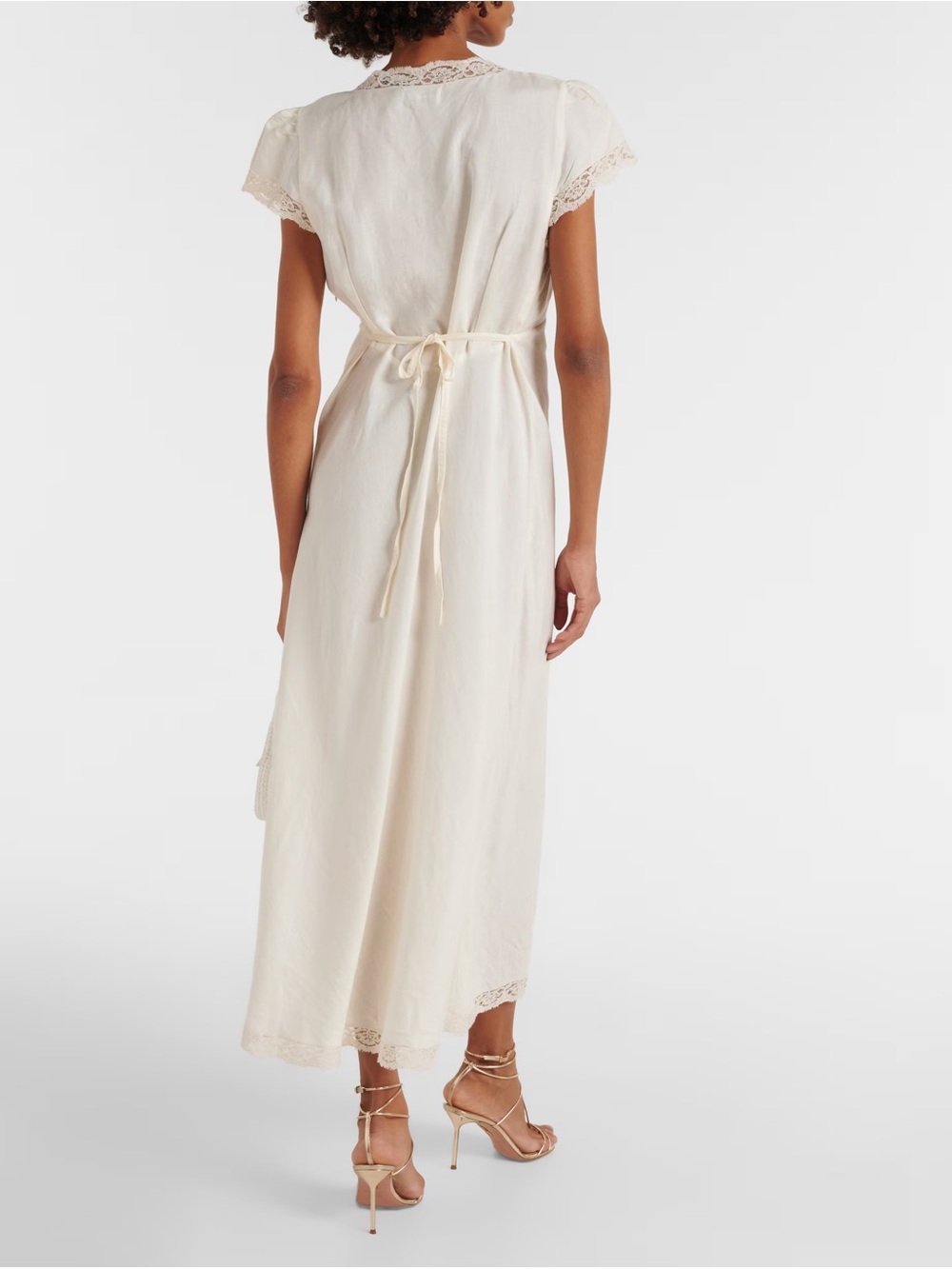 RIXO Cream Lace-Trim V-Neck Maxi Dress - Picture 3 of 6
